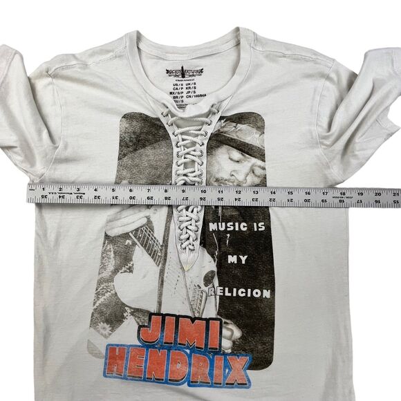 Jimi Hendrix T-shirt  Small Lace Up Short Sleeve Graphic Rockin Artwork White - Picture 10 of 11